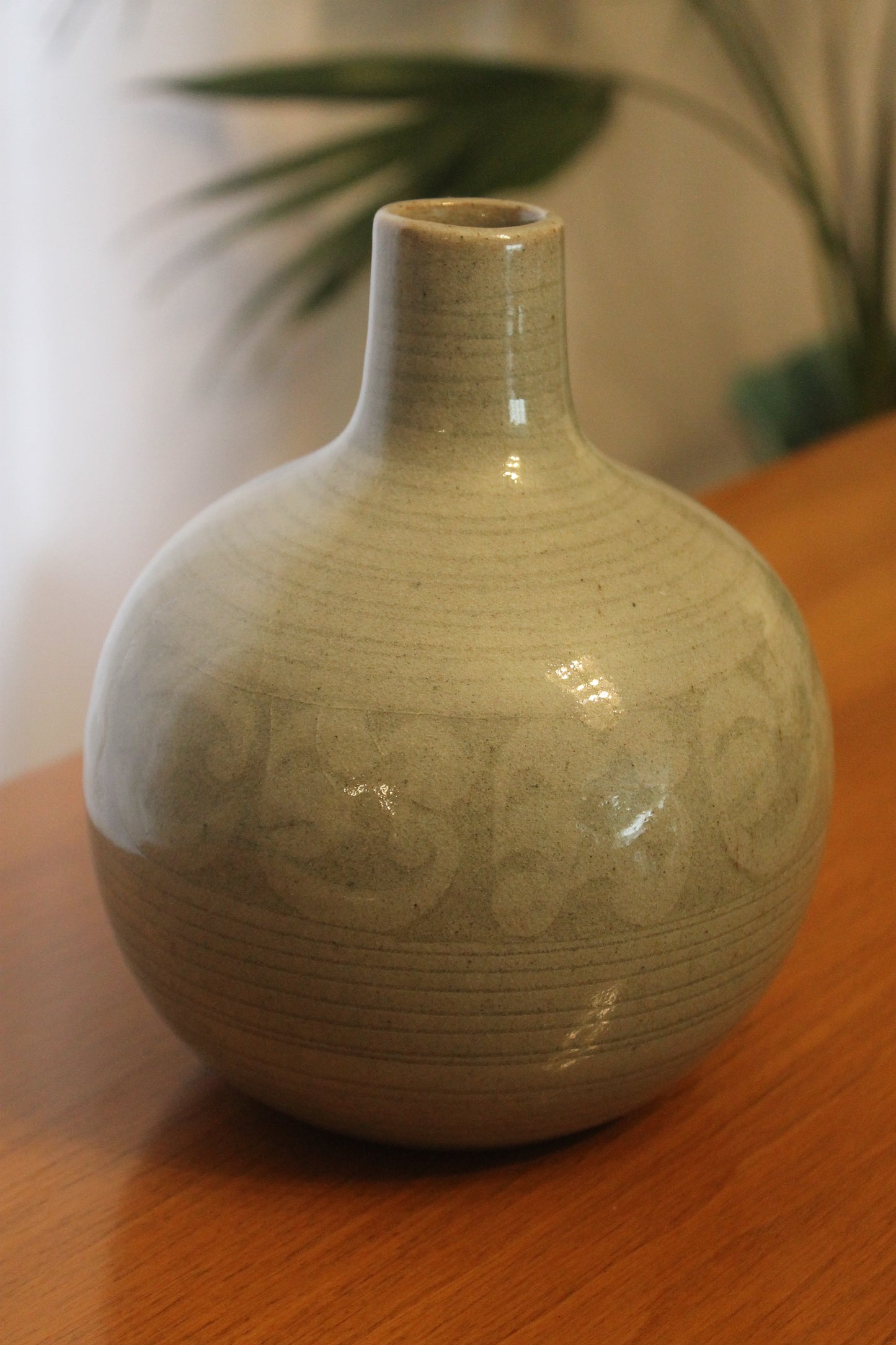 Long Neck Khmer Script Vase